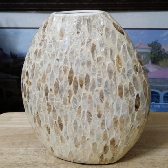 🏤💐Fire Fly Mother of pearl vase🍊🍎🍋🏞Size 12"×11",A Nice Gift Item.🛍🏕🏖🏜 - Picture 2 of 7